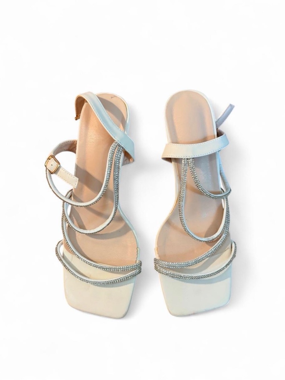 Women’s Strappy Square-Toe Sandals in Cream